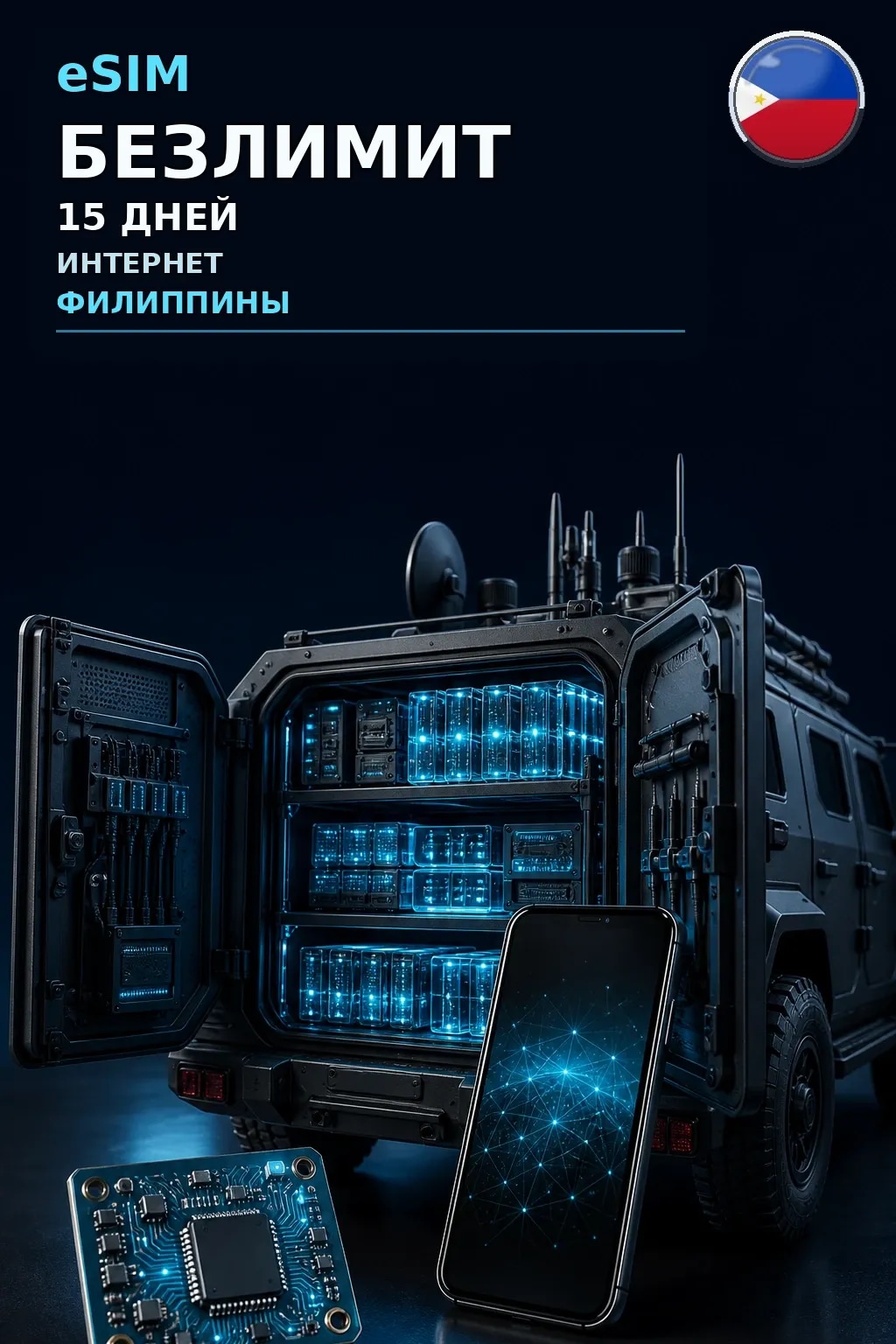 eSIM Филиппины — БЕЗЛИМИТ, 15 дней — интернет