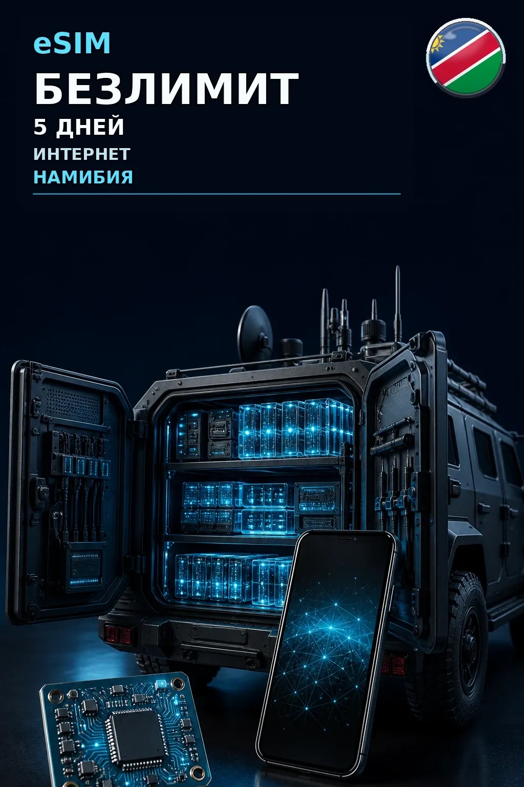 eSIM Намибия — БЕЗЛИМИТ, 5 дней — интернет