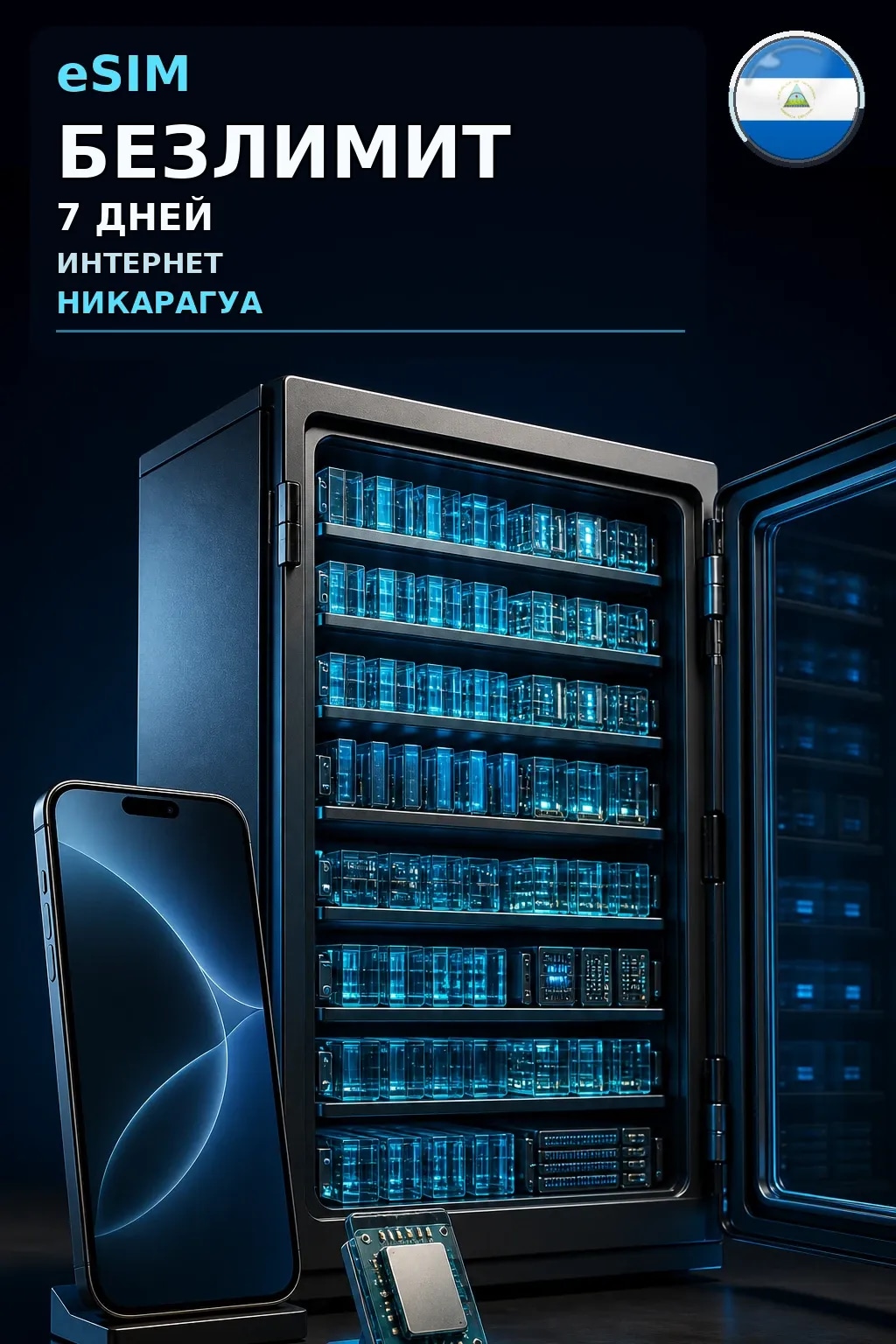 eSIM Никарагуа — БЕЗЛИМИТ, 7 дней — интернет
