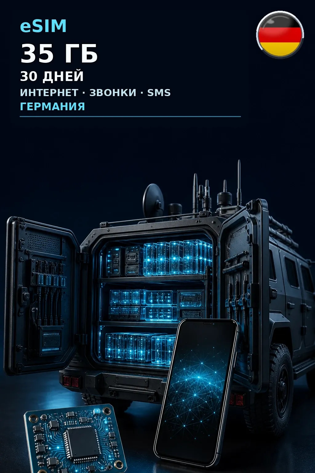 eSIM Германия — 35 ГБ, 30 дней — интернет, звонки и SMS