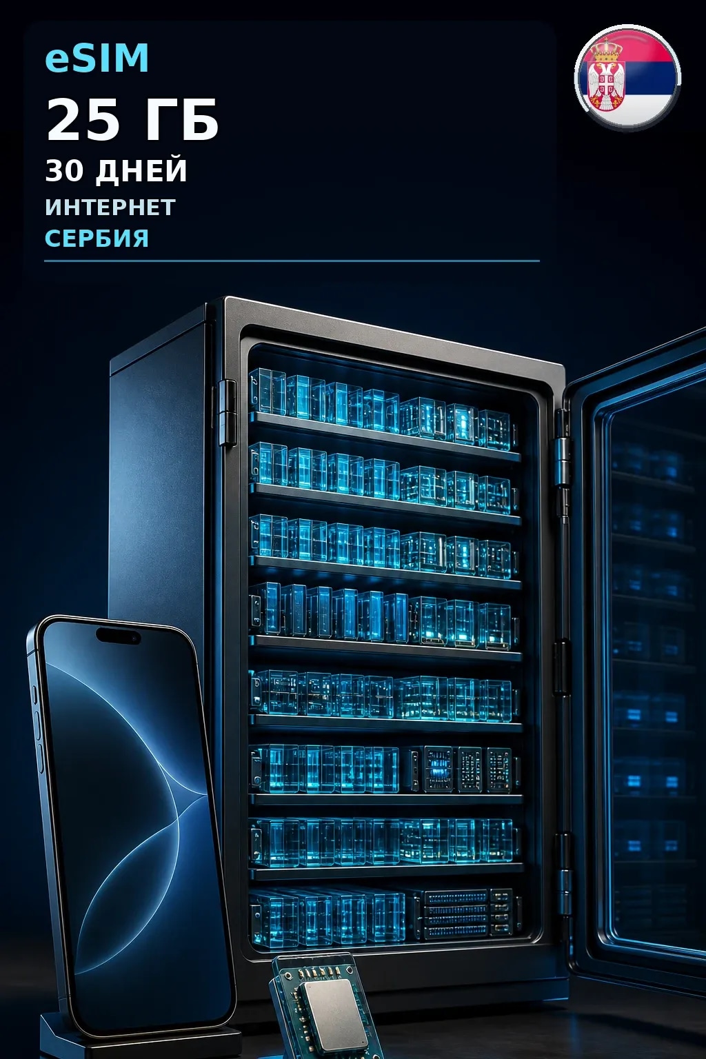 eSIM Сербия — 25 ГБ, 30 дней — интернет
