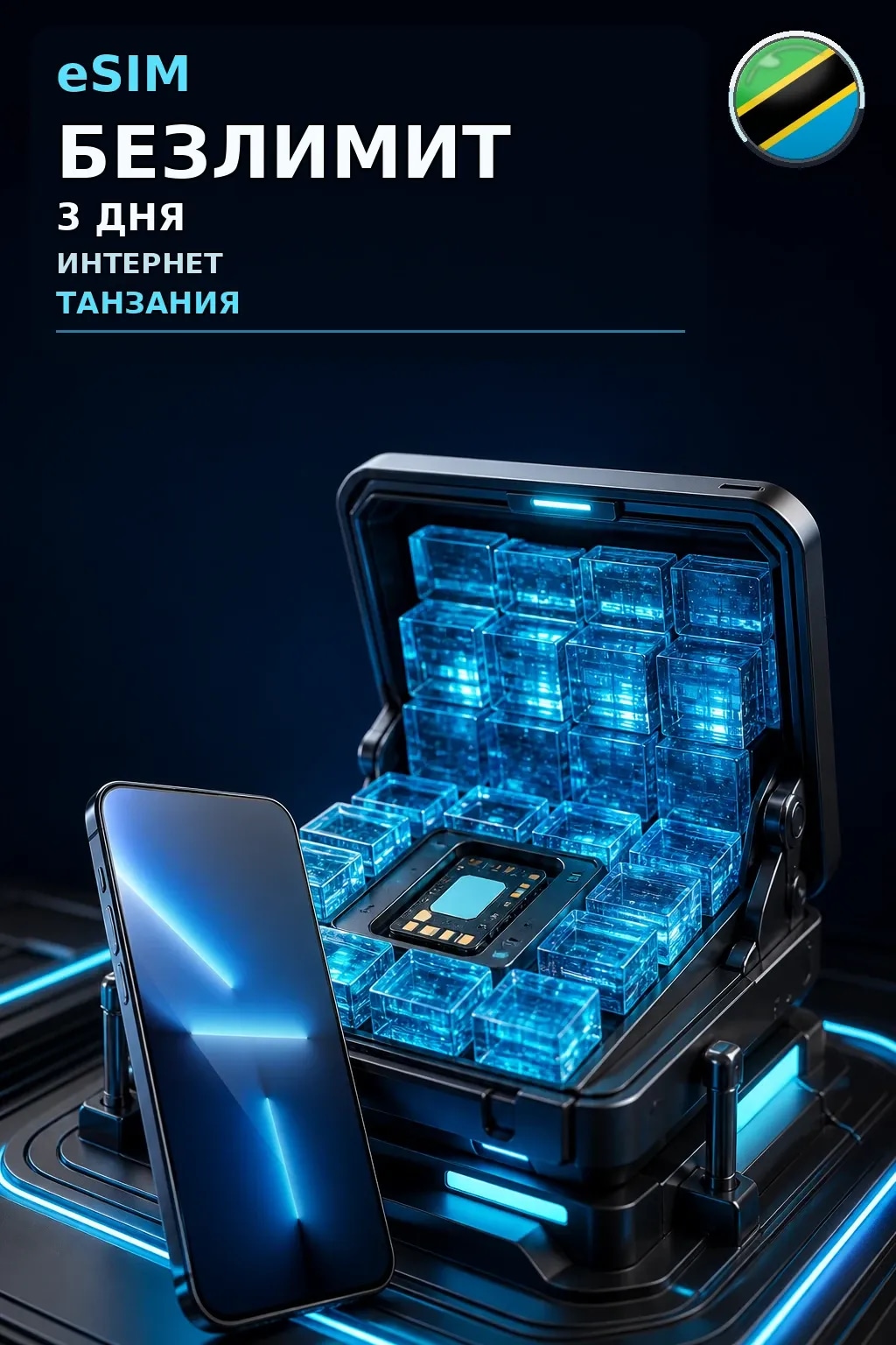 eSIM Танзания — БЕЗЛИМИТ, 3 дня — интернет