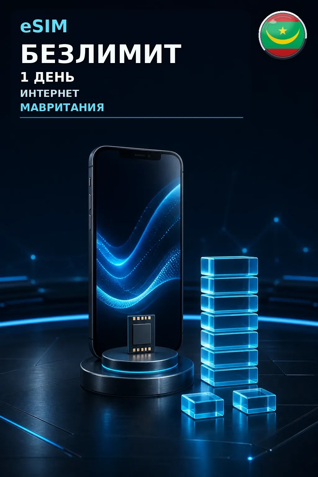 eSIM Мавритания — БЕЗЛИМИТ, 1 день — интернет