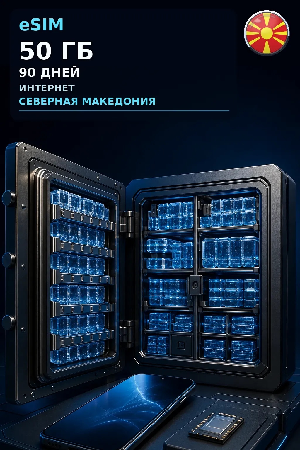 eSIM Северная Македония — 50 ГБ, 90 дней — интернет