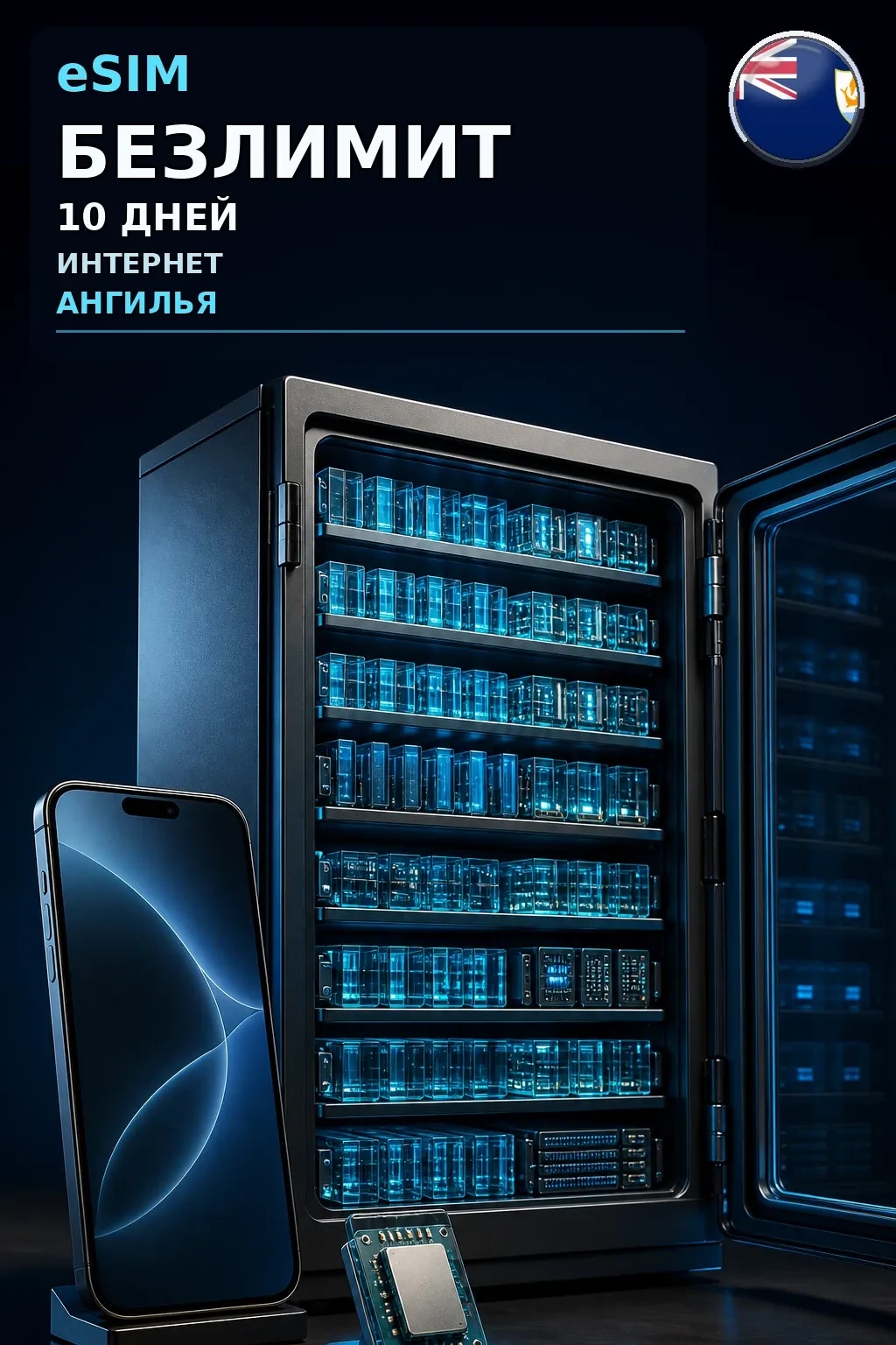 eSIM Ангилья — БЕЗЛИМИТ, 10 дней — интернет