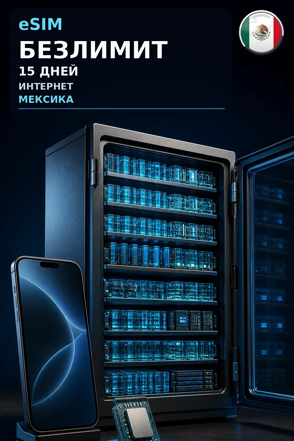 eSIM Мексика — БЕЗЛИМИТ, 15 дней — интернет