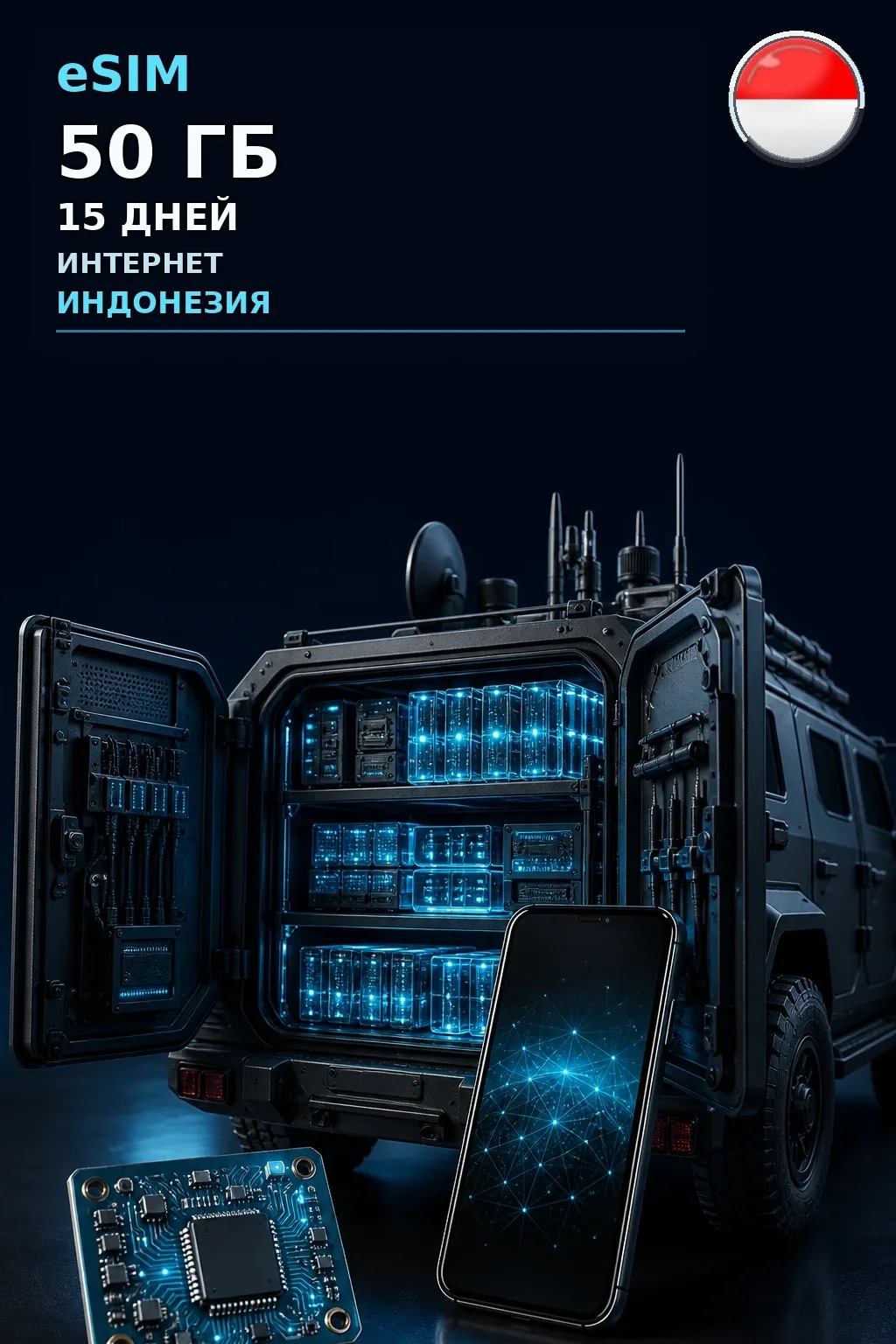 eSIM Индонезия — 50 ГБ, 15 дней — интернет