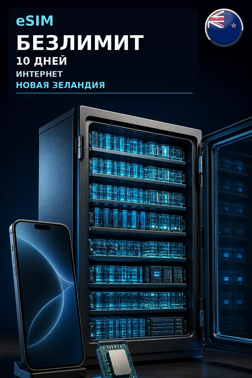 eSIM Новая Зеландия — БЕЗЛИМИТ, 10 дней — интернет