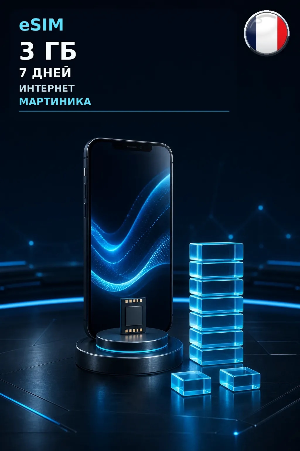 eSIM Мартиника — 3 ГБ, 7 дней — интернет