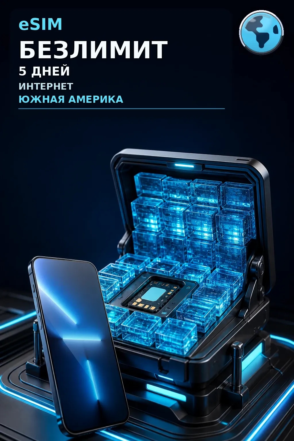 eSIM Южная Америка — БЕЗЛИМИТ, 5 дней — интернет