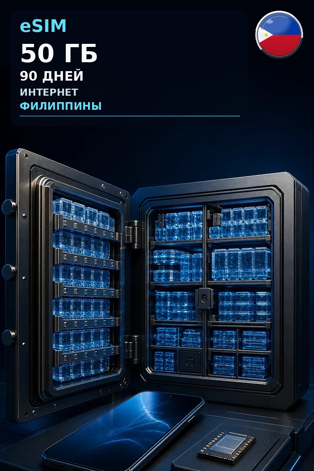 eSIM Филиппины — 50 ГБ, 90 дней — интернет
