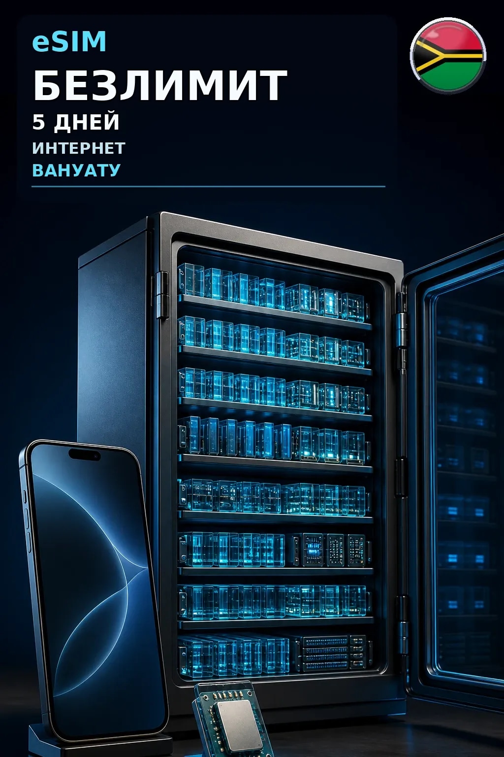 eSIM Вануату — БЕЗЛИМИТ, 5 дней — интернет