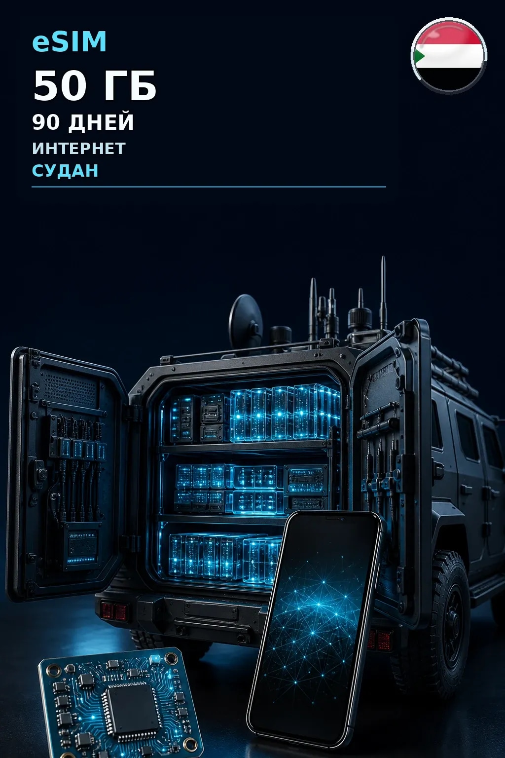 eSIM Судан — 50 ГБ, 90 дней — интернет