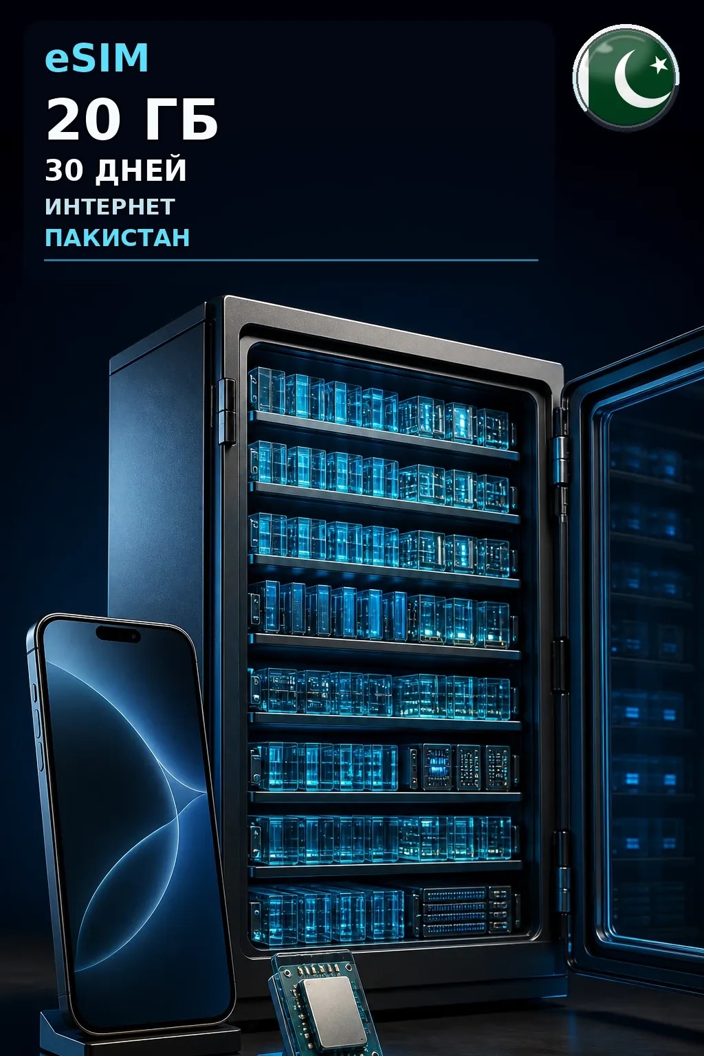 eSIM Пакистан — 20 ГБ, 30 дней — интернет