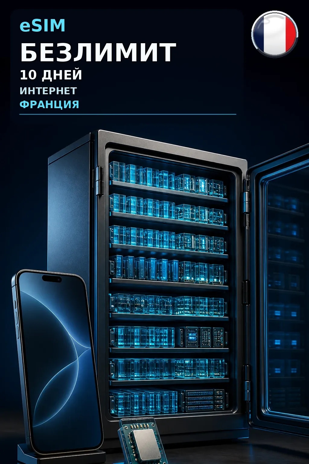 eSIM Франция — БЕЗЛИМИТ, 10 дней — интернет
