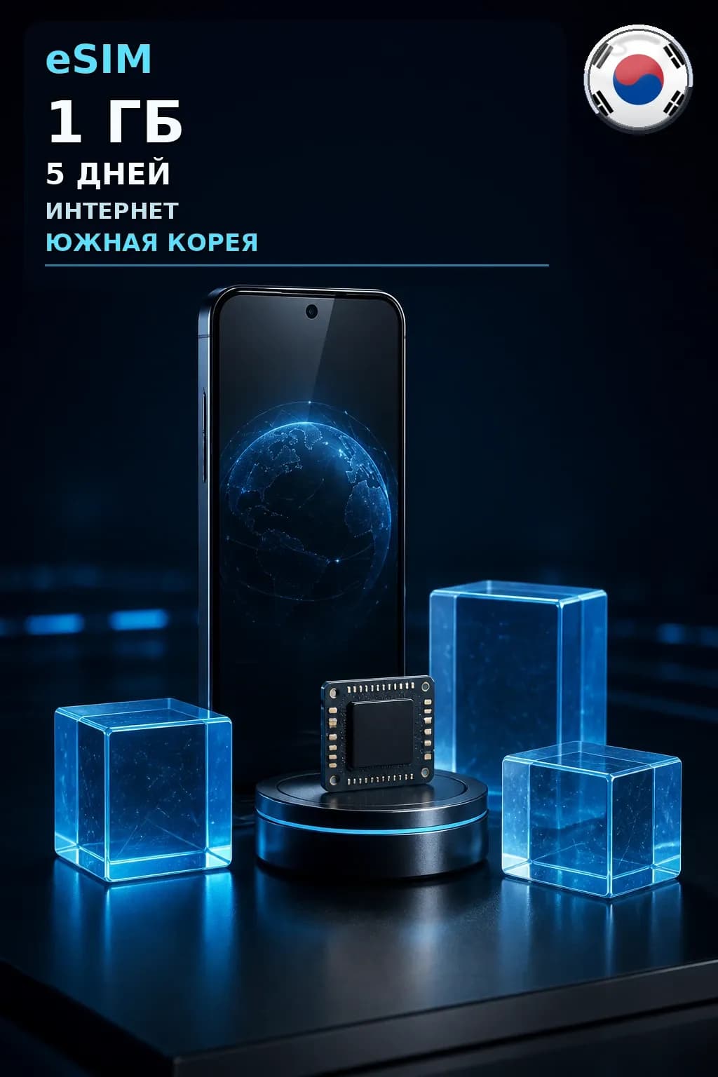 eSIM Южная Корея — 1 ГБ, 5 дней — интернет