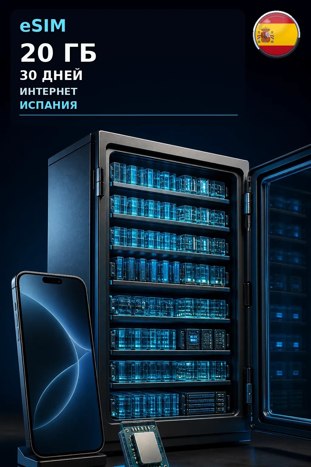 eSIM Испания — 20 ГБ, 30 дней — интернет
