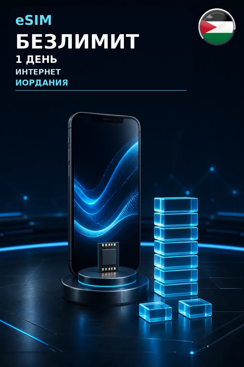 eSIM Иордания — БЕЗЛИМИТ, 1 день — интернет