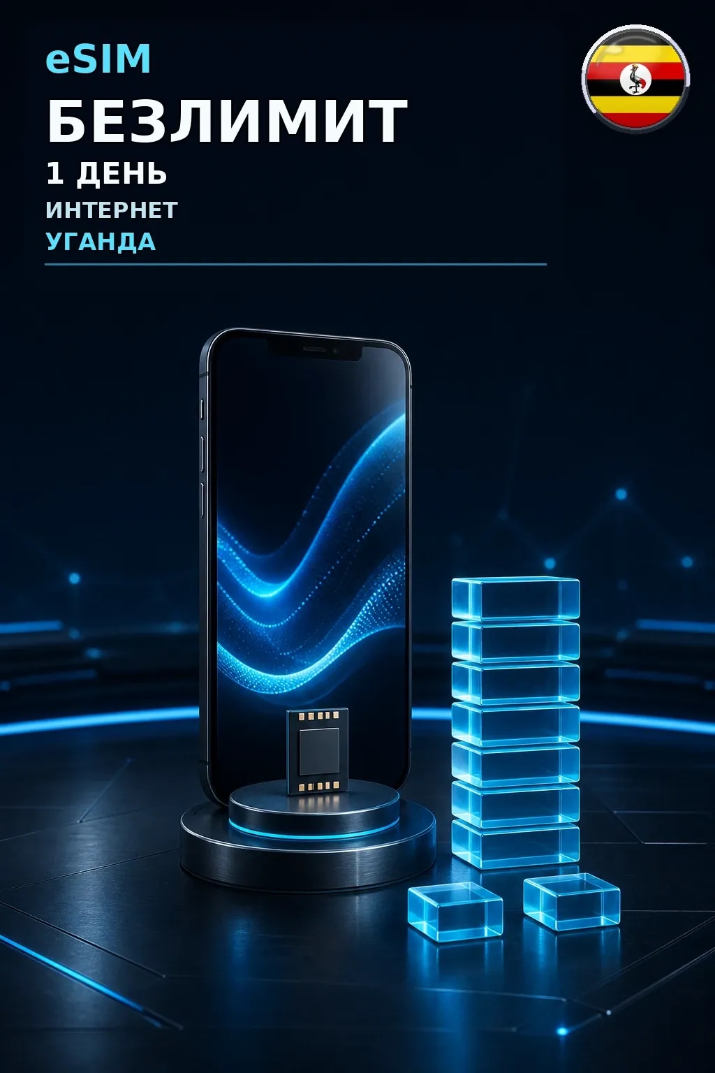 eSIM Уганда — БЕЗЛИМИТ, 1 день — интернет