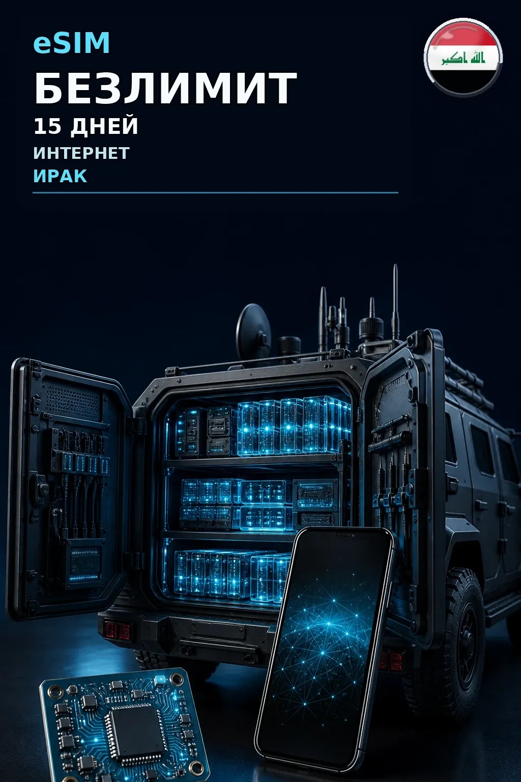 eSIM Ирак — БЕЗЛИМИТ, 15 дней — интернет