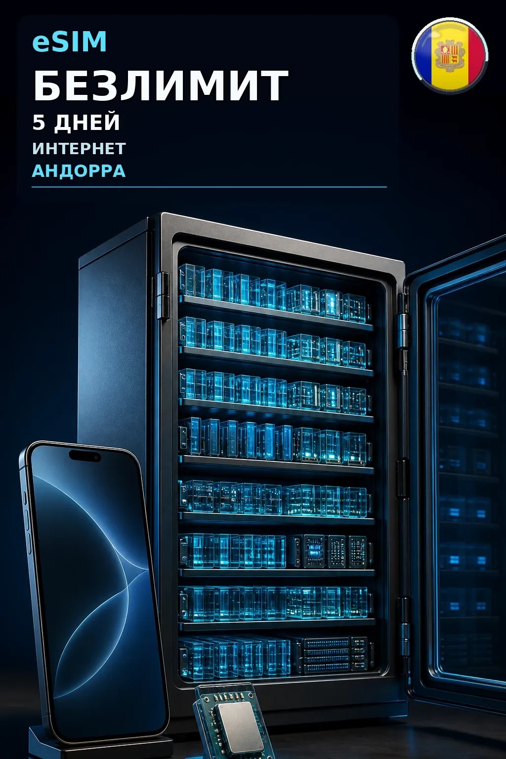 eSIM Андорра — БЕЗЛИМИТ, 5 дней — интернет