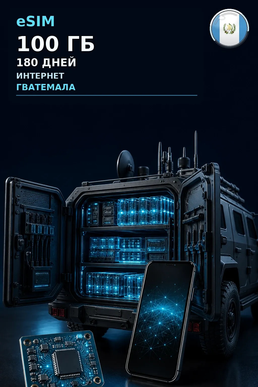 eSIM Гватемала — 100 ГБ, 180 дней — интернет