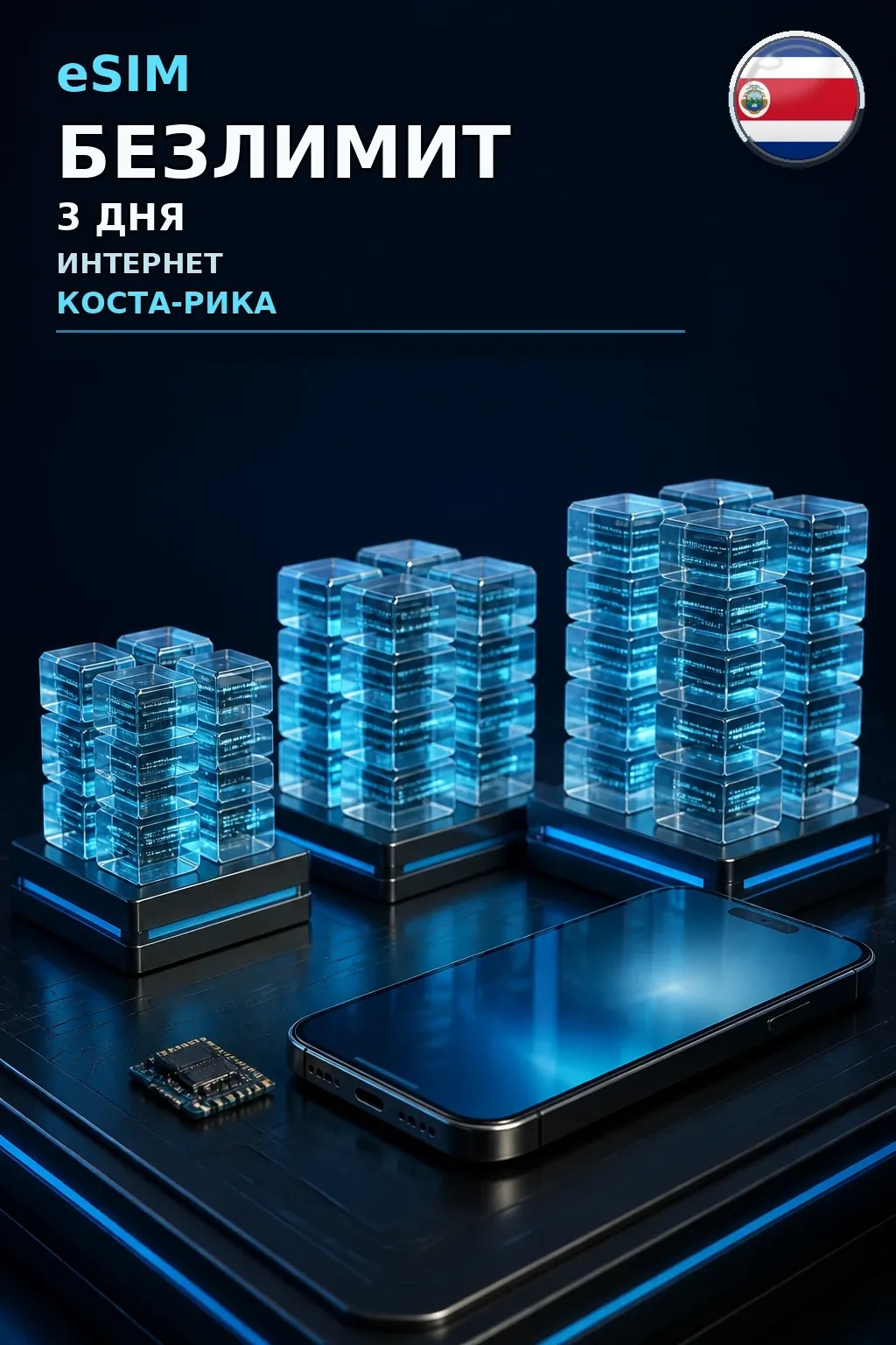 eSIM Коста-Рика — БЕЗЛИМИТ, 3 дня — интернет