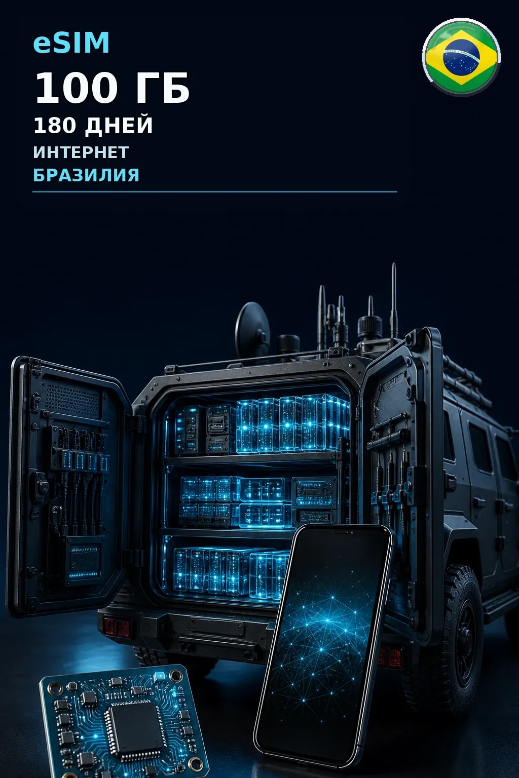 eSIM Бразилия — 100 ГБ, 180 дней — интернет