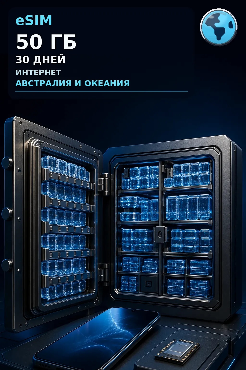 eSIM Австралия и Океания — 50 ГБ, 30 дней — интернет