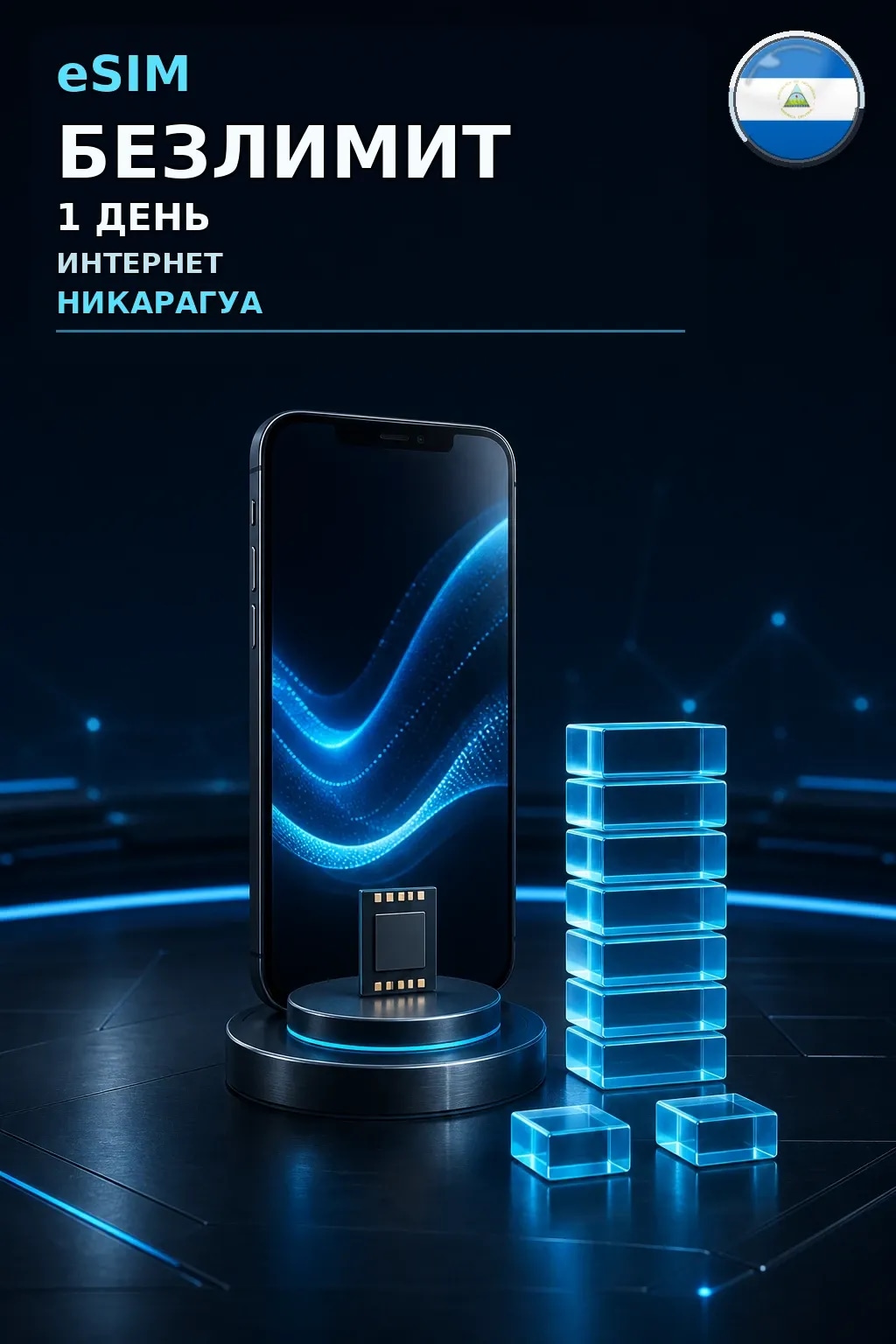 eSIM Никарагуа — БЕЗЛИМИТ, 1 день — интернет