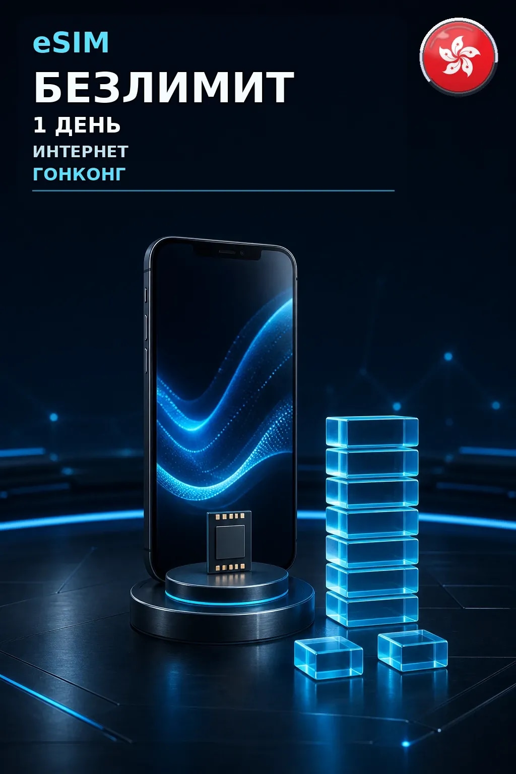 eSIM Гонконг — БЕЗЛИМИТ, 1 день — интернет