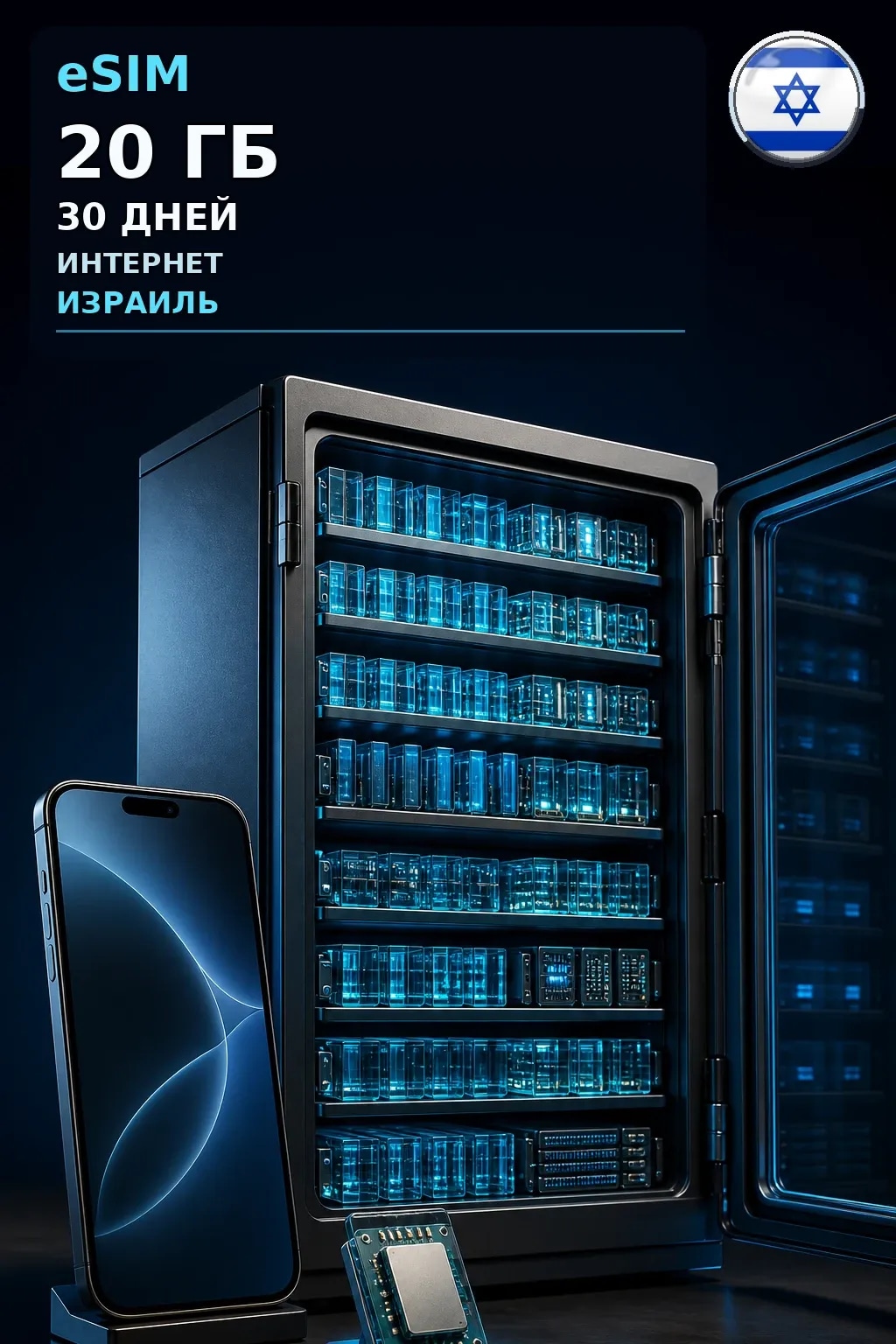 eSIM Израиль — 20 ГБ, 30 дней — интернет