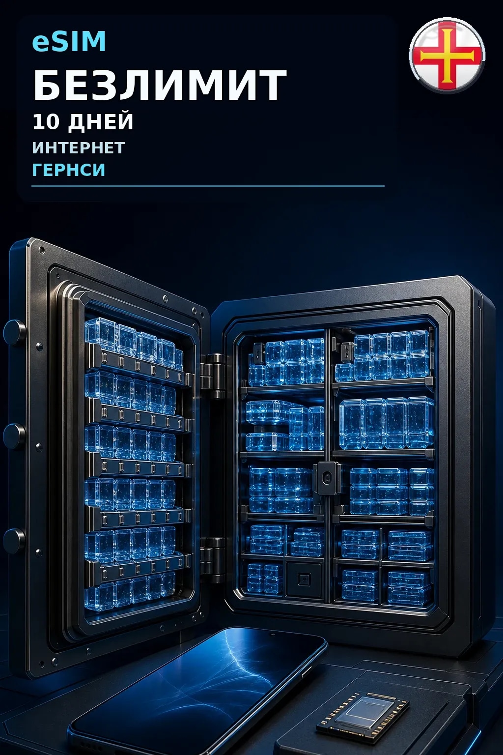 eSIM Гернси — БЕЗЛИМИТ, 10 дней — интернет