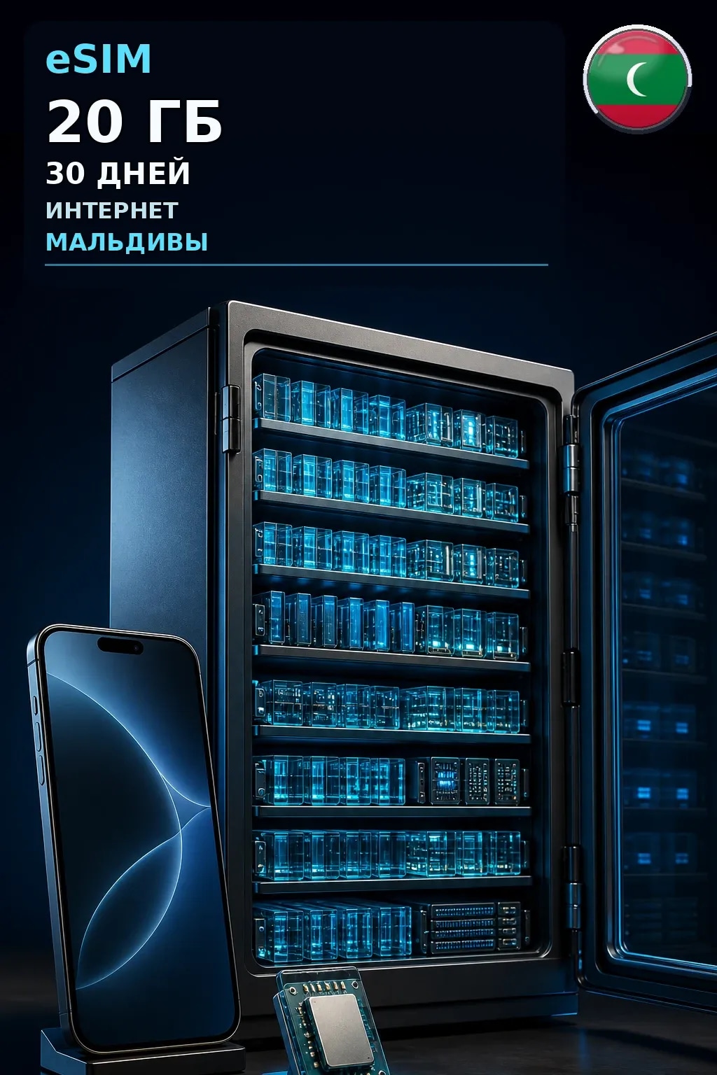 eSIM Мальдивы — 20 ГБ, 30 дней — интернет