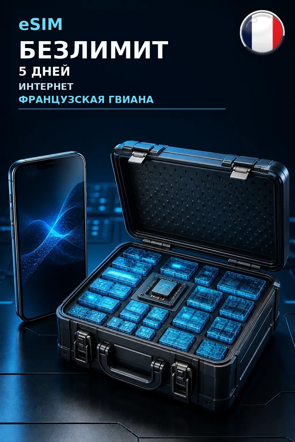 eSIM Французская Гвиана — БЕЗЛИМИТ, 5 дней — интернет