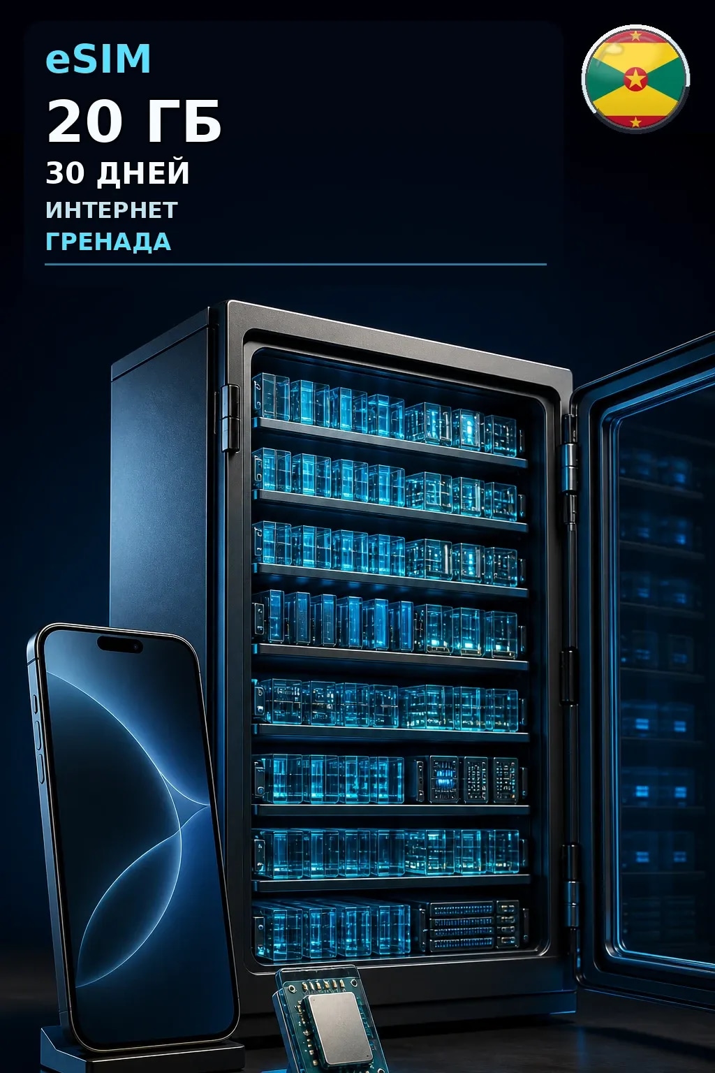 eSIM Гренада — 20 ГБ, 30 дней — интернет