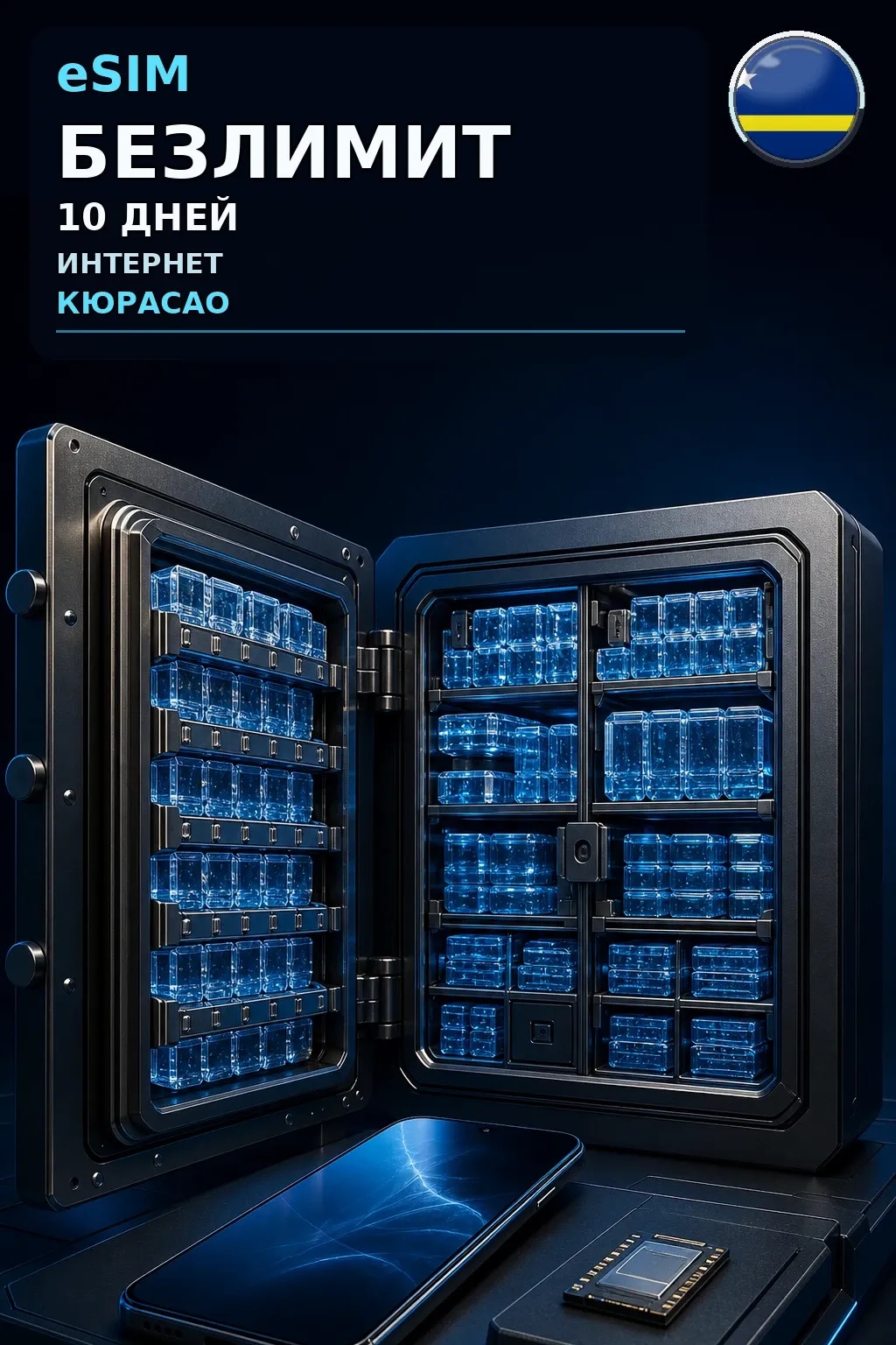 eSIM Кюрасао — БЕЗЛИМИТ, 10 дней — интернет