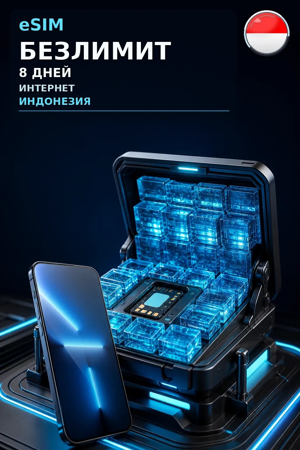 eSIM Индонезия — БЕЗЛИМИТ, 8 дней — интернет