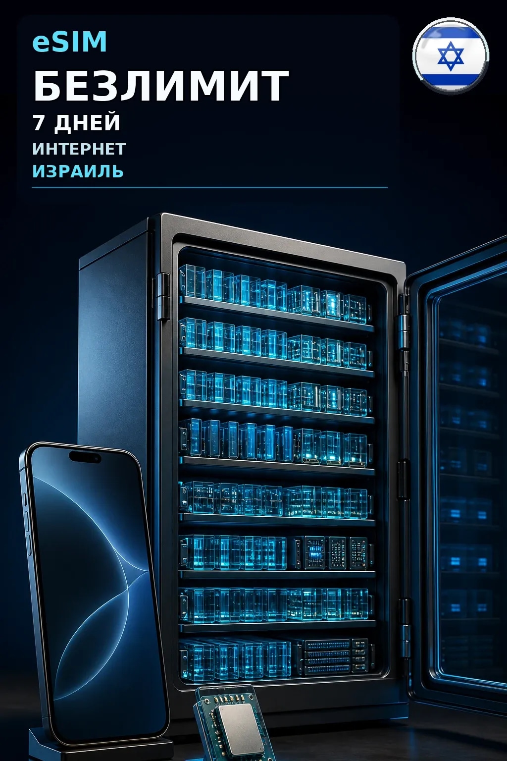 eSIM Израиль — БЕЗЛИМИТ, 7 дней — интернет
