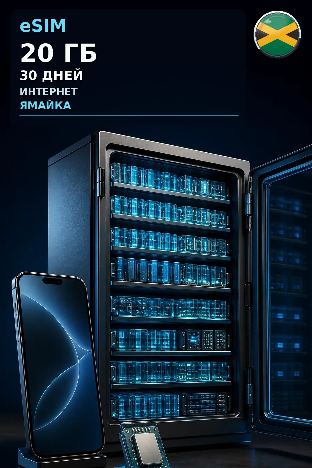 eSIM Ямайка — 20 ГБ, 30 дней — интернет