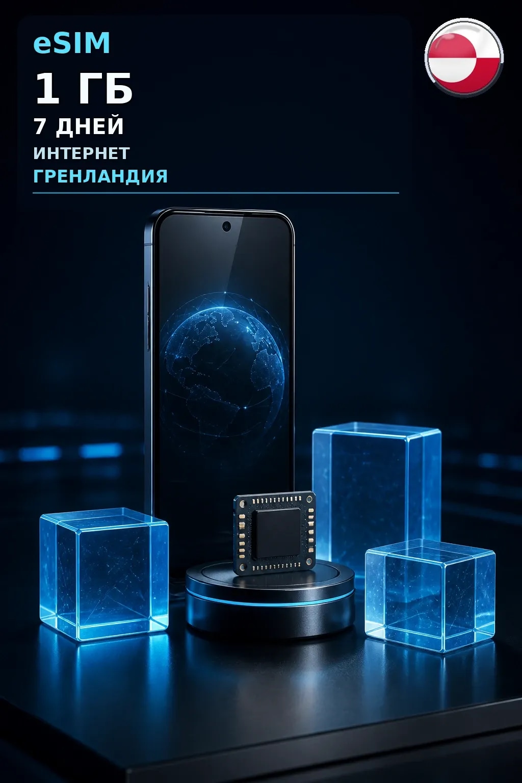 eSIM Гренландия — 1 ГБ, 7 дней — интернет