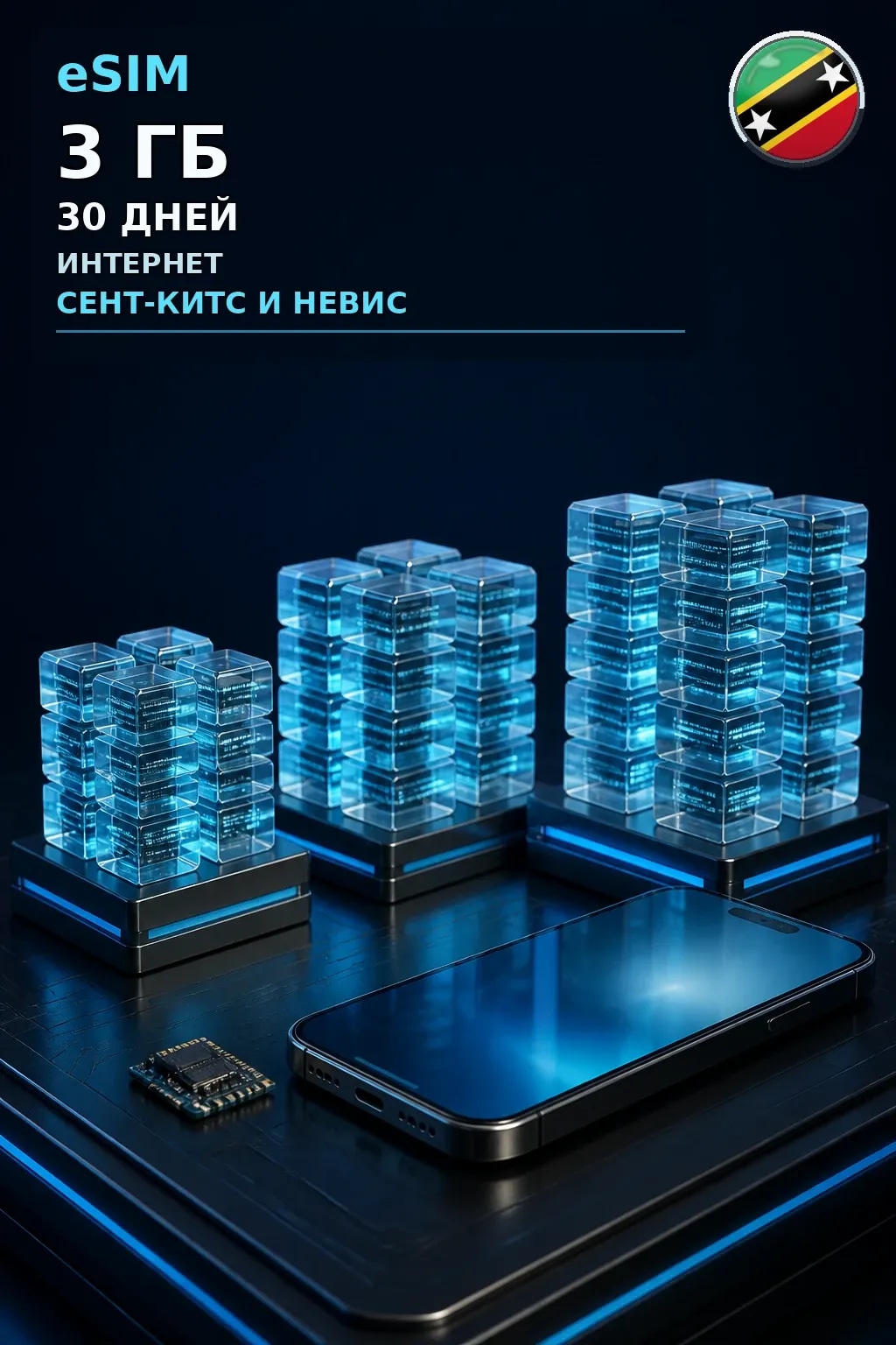 eSIM Сент-Китс и Невис — 3 ГБ, 30 дней — интернет