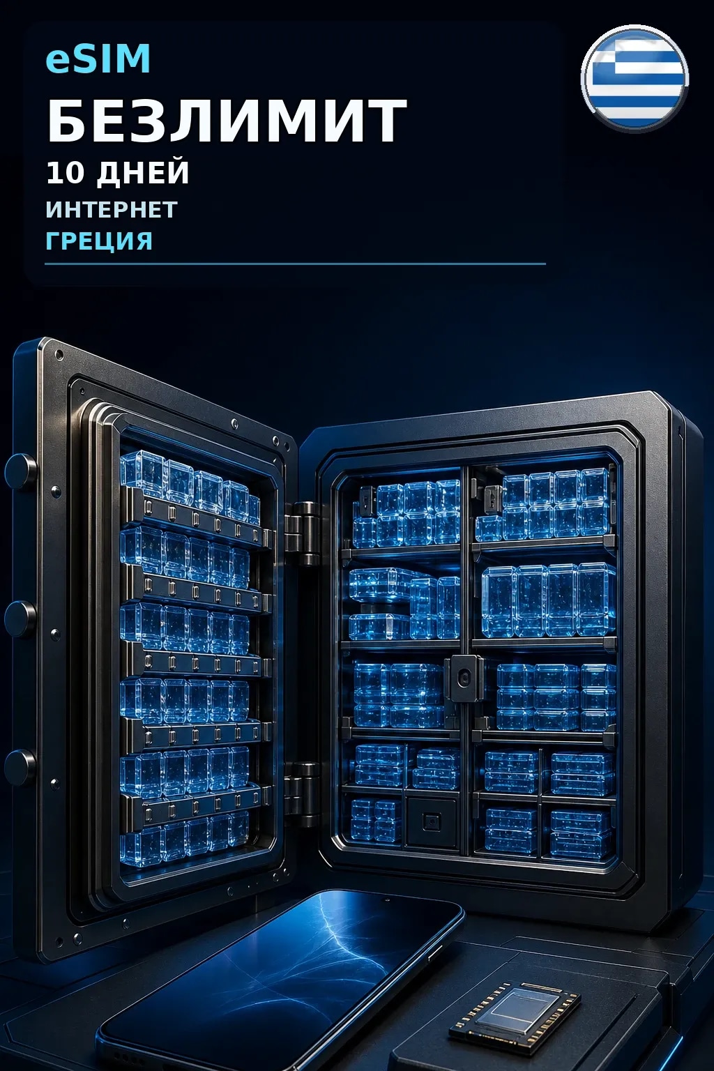 eSIM Греция — БЕЗЛИМИТ, 10 дней — интернет