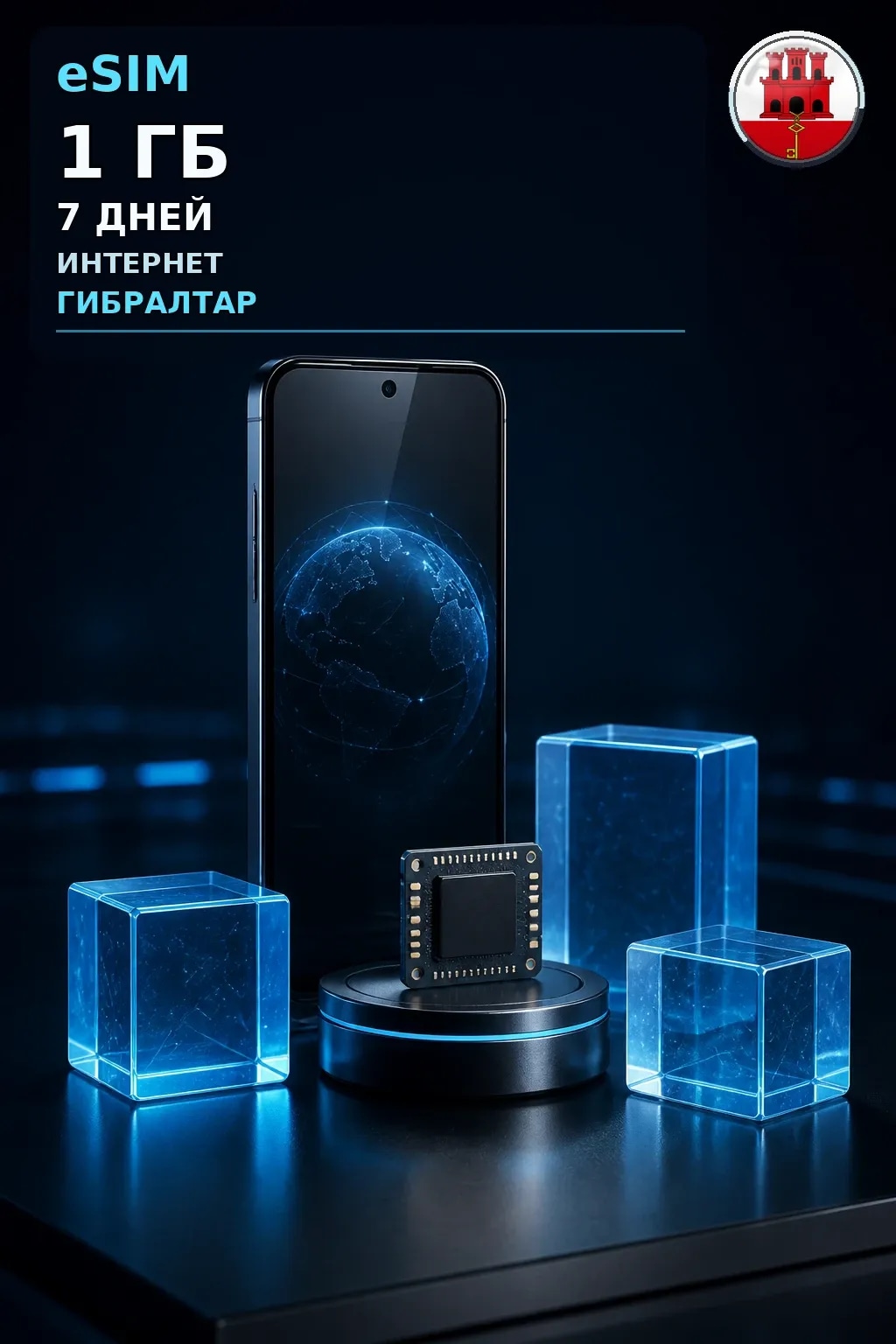 eSIM Гибралтар — 1 ГБ, 7 дней — интернет