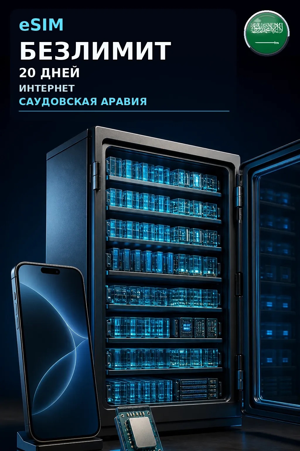 eSIM Саудовская Аравия — БЕЗЛИМИТ, 20 дней — интернет