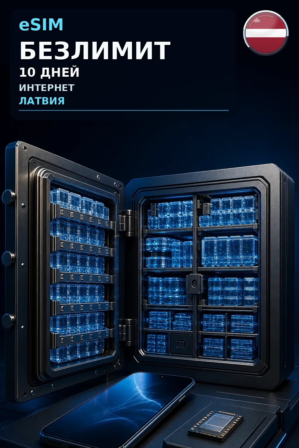 eSIM Латвия — БЕЗЛИМИТ, 10 дней — интернет