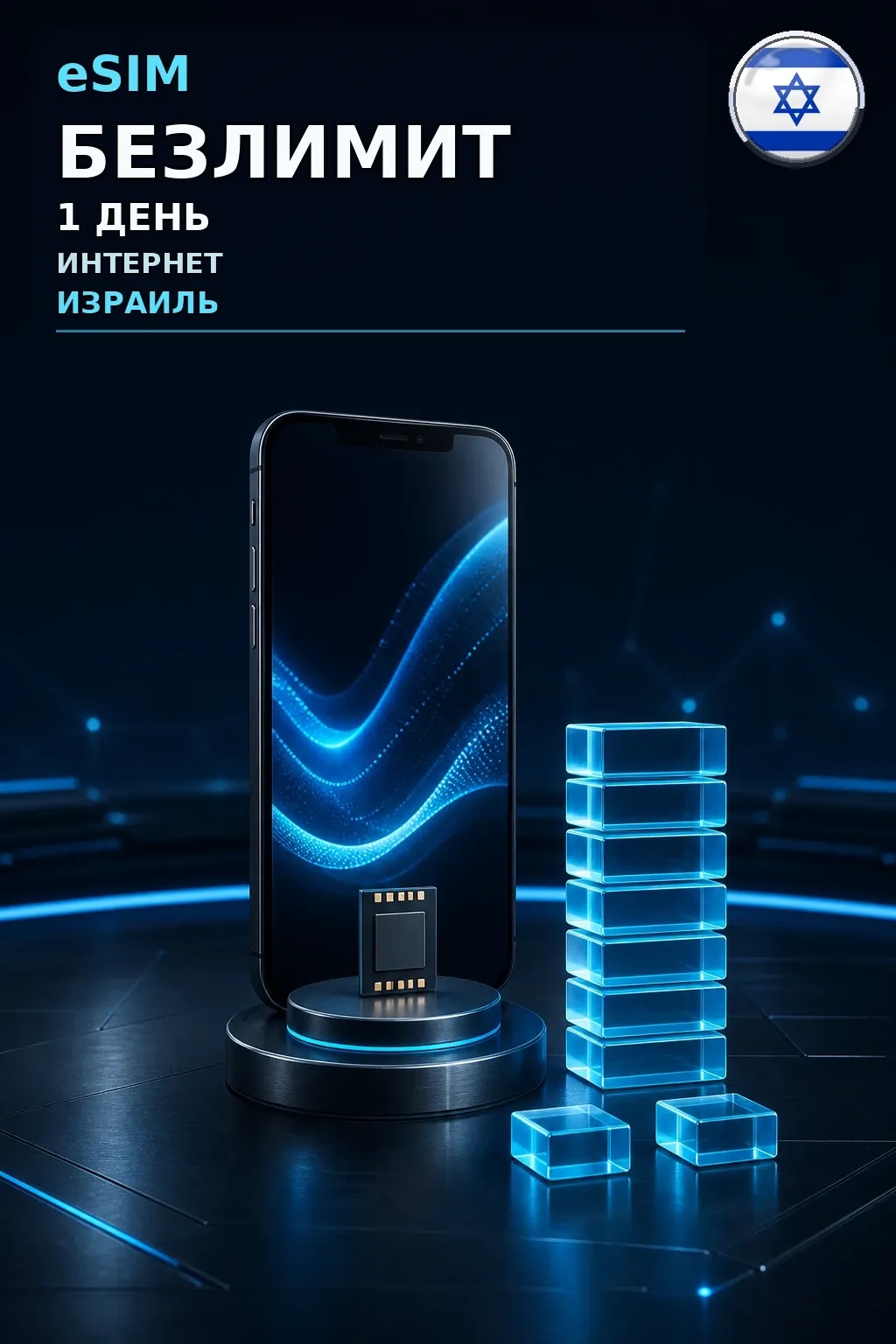 eSIM Израиль — БЕЗЛИМИТ, 1 день — интернет