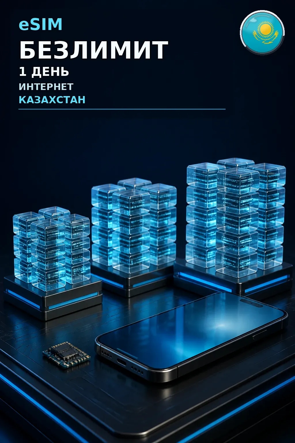 eSIM Казахстан — БЕЗЛИМИТ, 1 день — интернет